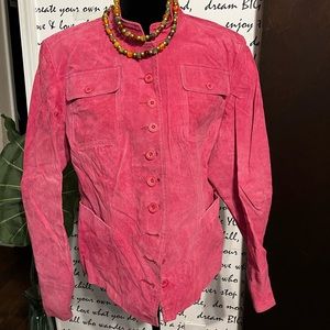 Pink Suede Crop Jacket
